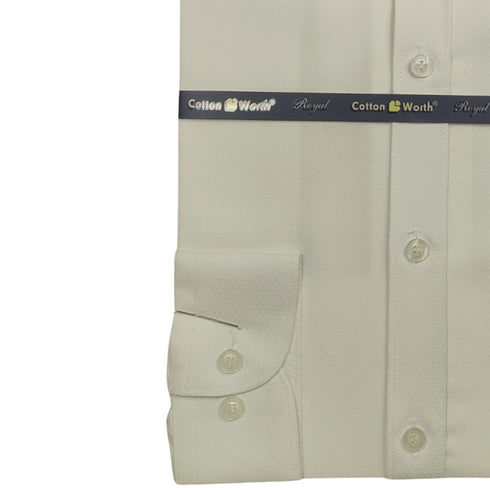 Semi Formal Off White Self Texture Shirt For Men's
